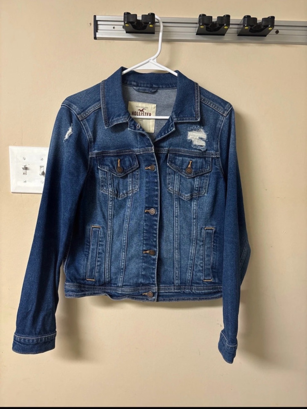 Hollister Medium Blue Distressed Denim Jacket